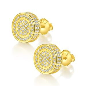 New Moissanite Luxury Screw Back Earrings 1.01CT,18K Gold Plated Sterling Silver